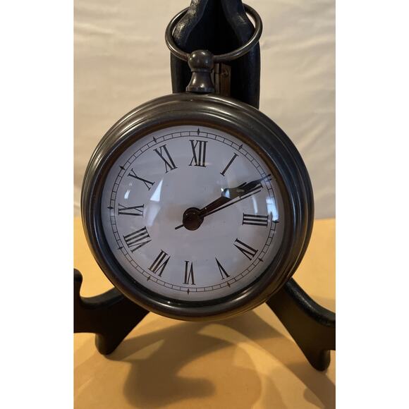 Brass Cased Hanging Battery Decorative Clock w/ Roman Numerals 5.75 - Picture 1 of 6